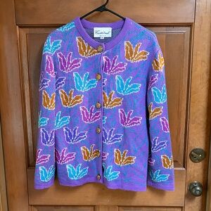 Castlebrook Vintage Colorful Floral Cardigan Sweater Size 18